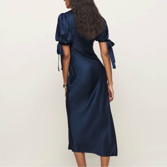 Reformation X Kacey Musgraves Stella Silk Dress in Navy - Picture 6 of 7
